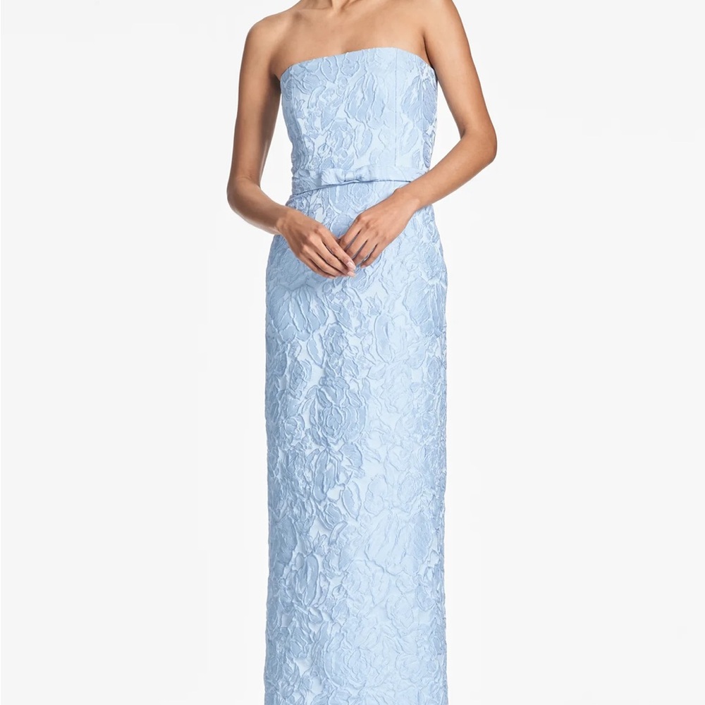 Sachin & Babi Sophia Jacquard Relief Strapless Gown in Ice Blue